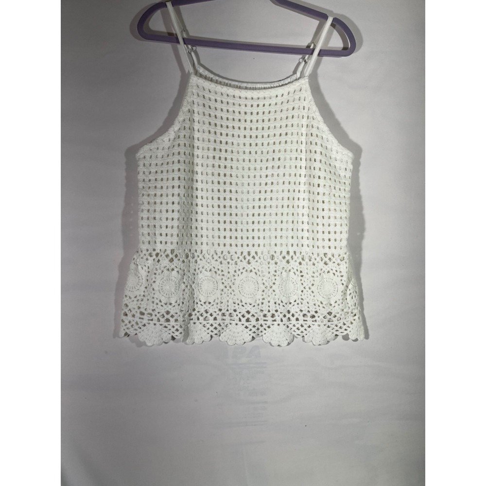 Maurices Crochet Cami Top Women XL White Adjustable Straps Scalloped Hem Boho - Picture 2 of 12